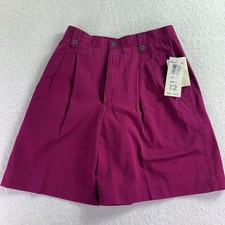 Liz Claiborne Liz Sport Vintage Pleated Shorts Pink Cotton Twill Size 12 NWT
