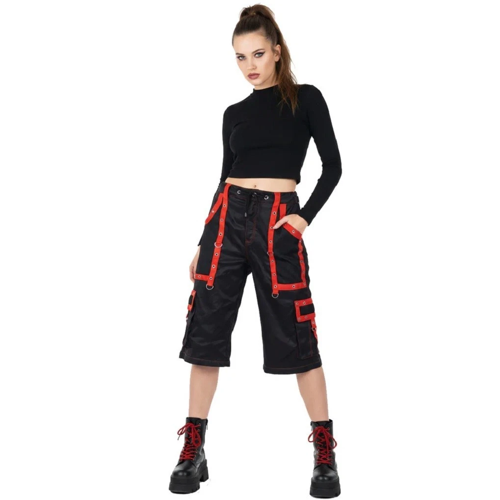 Men's Black/Red Bondage Gothic Cyber Chain Techno Rock Punk Shorts