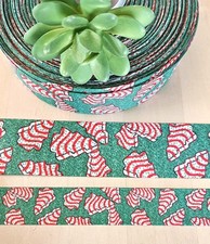 7/8  1.5" 1 YD Christmas Cake Grosgrain Ribbon Little Debbie Cakes Sweets