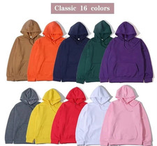 Adult Unisex Men's Basic Plain Hoodie Pullover Sweater Sweatshirt Jumper XS-8XL