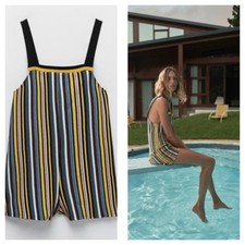 Zara Knit Multi Color Striped Romper Small Sleeveless Bohemian Lightweight