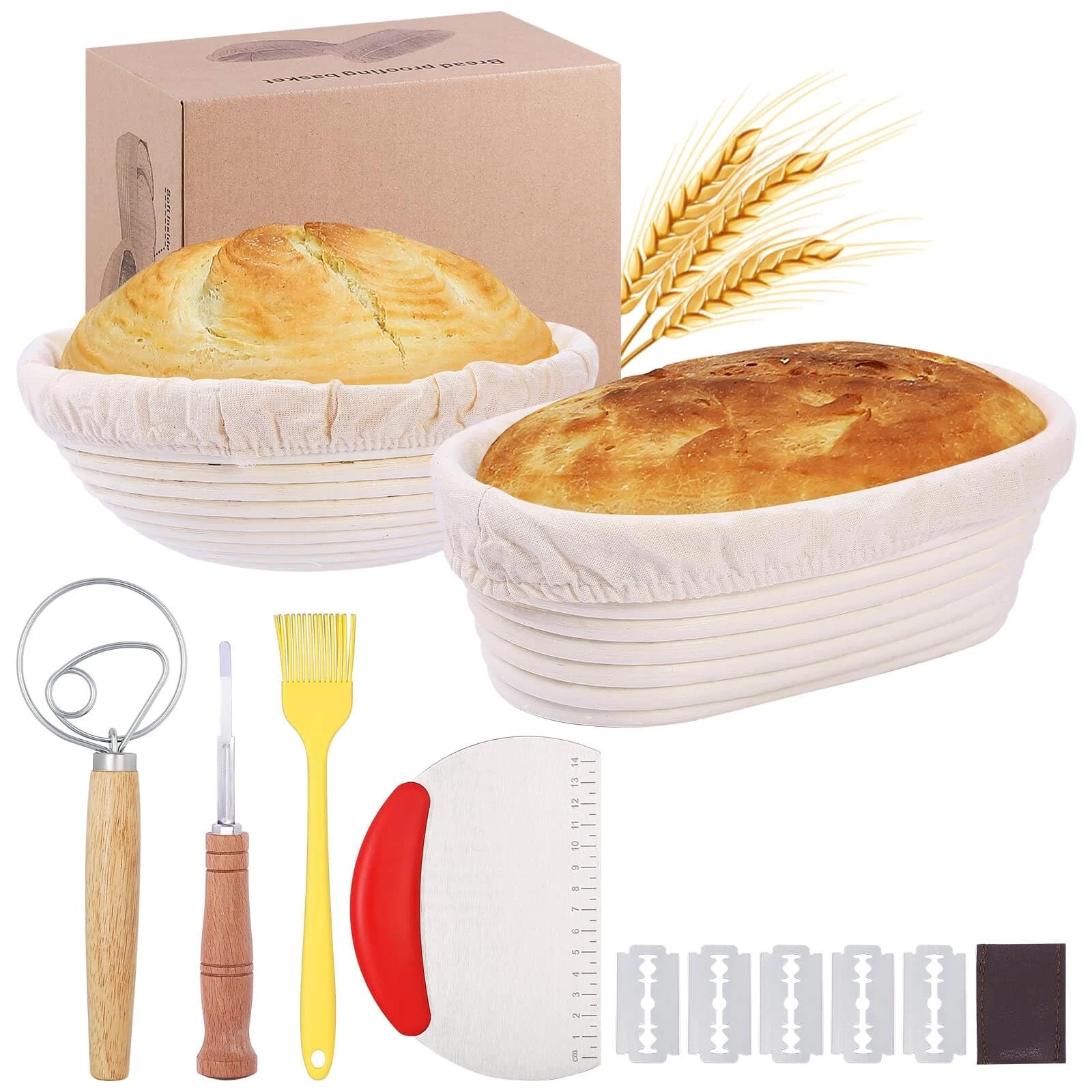 Banneton Bread Proofing Basket, Sourdough Bread Baking Supplies, Round Oval R...