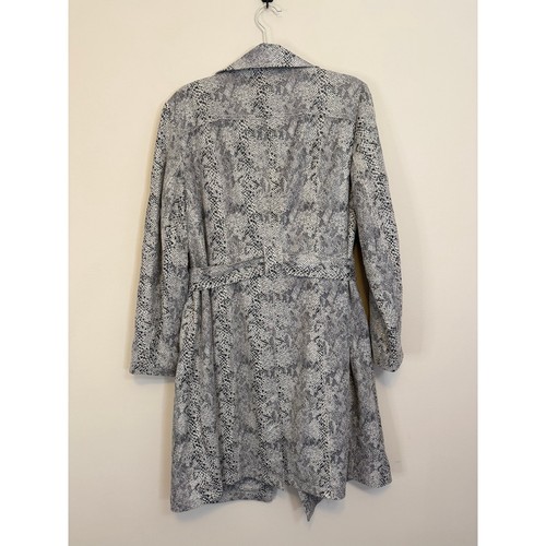 INC International Concepts Trench Coat Womens XL Gray Snakeskin Belted Formal - Picture 2 of 12