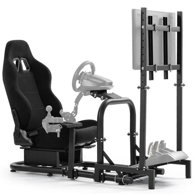 Minneer Rennspiel Sim Cockpit mit Sitz und TV Stand Fit Logitech Thrustmaster