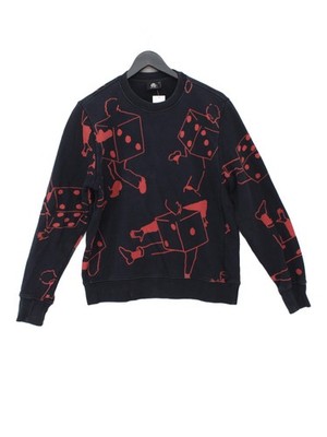 Paul Smith Herren Hoodie M Blau Grafik 100% Baumwolle Pullover