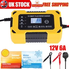 Automatic Car Battery Charger 12V 6A Fast Charger Smart Pulse Repair AGM/GEL