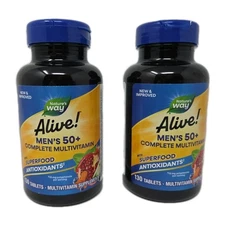 2pk Nature's Way Alive! Men's 50+ Complete Multivitamin Tablets 130 ct EXP 09/26