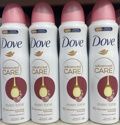 4 Pcs Dove Advanced Care Body Spray Even Tone Calendula Oil & Vitamin E 150ml 