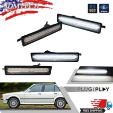 4x Clear Full White LED Bumper Side Marker Lights For 1986-1994 BMW E32 7-Series