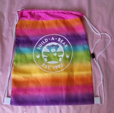 Build a Bear String Backpack Rainbow EST. 1997 Hot Pink Drawstring Bag
