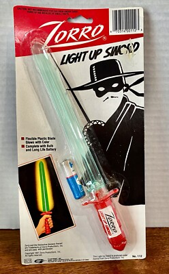 Vintage 1991 ZORRO Light Up Sword 10.5'' Tall in Original Package -NEW