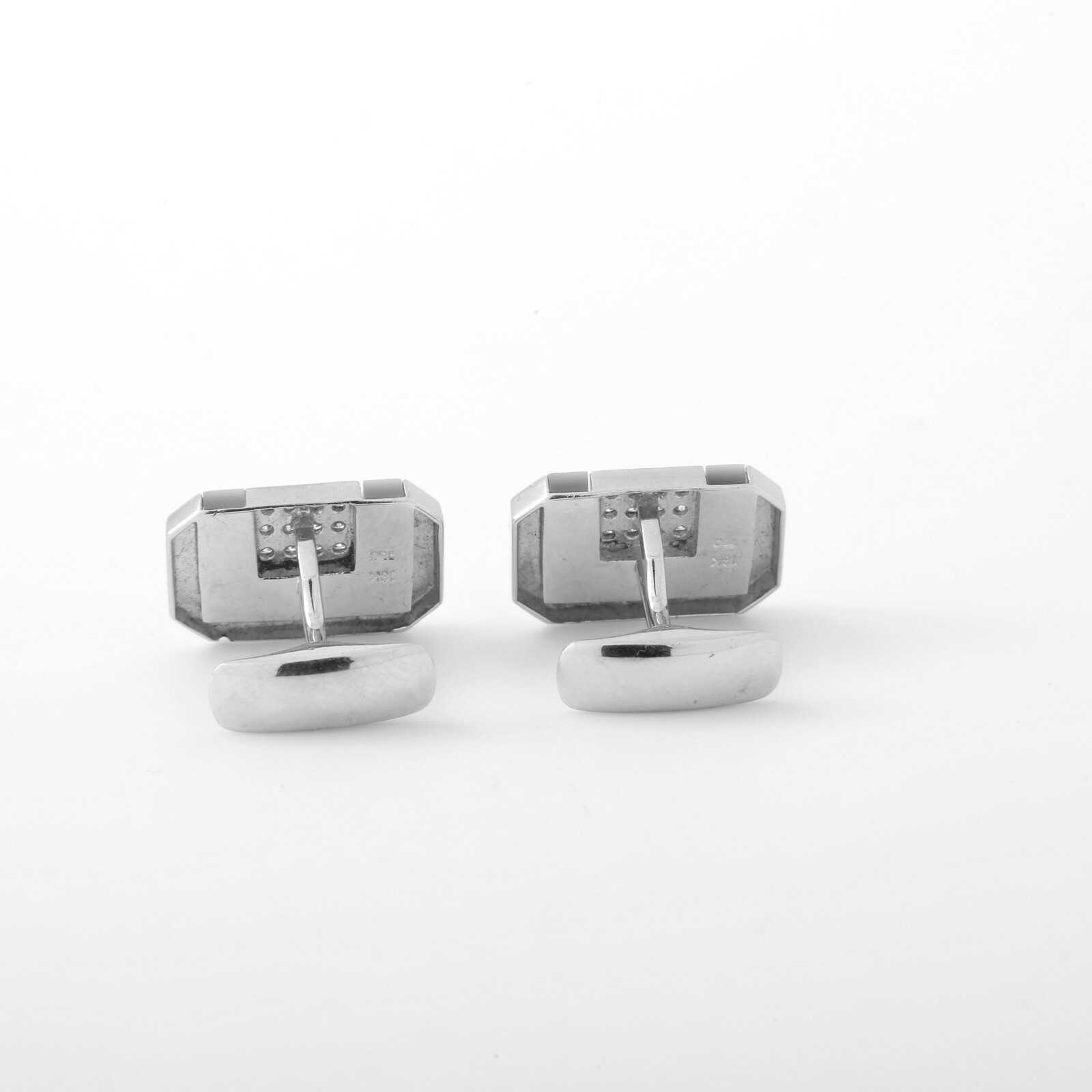 Men's Cufflinks Contemporary Rectangular, 18K Whi… - image 3