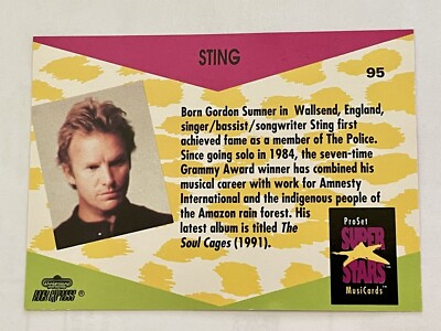 スティング スーパースターコンサートシリーズ ProSet Super Stars MusiCards Sting #95 | eBay