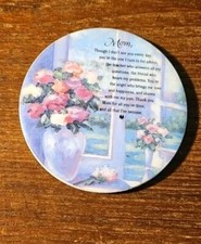 VINTAGE SANGRAY CERAMIC MOM REFRIGERATOR MAGNET USA MADE MOTHER'S DAY 3.5" ROUND