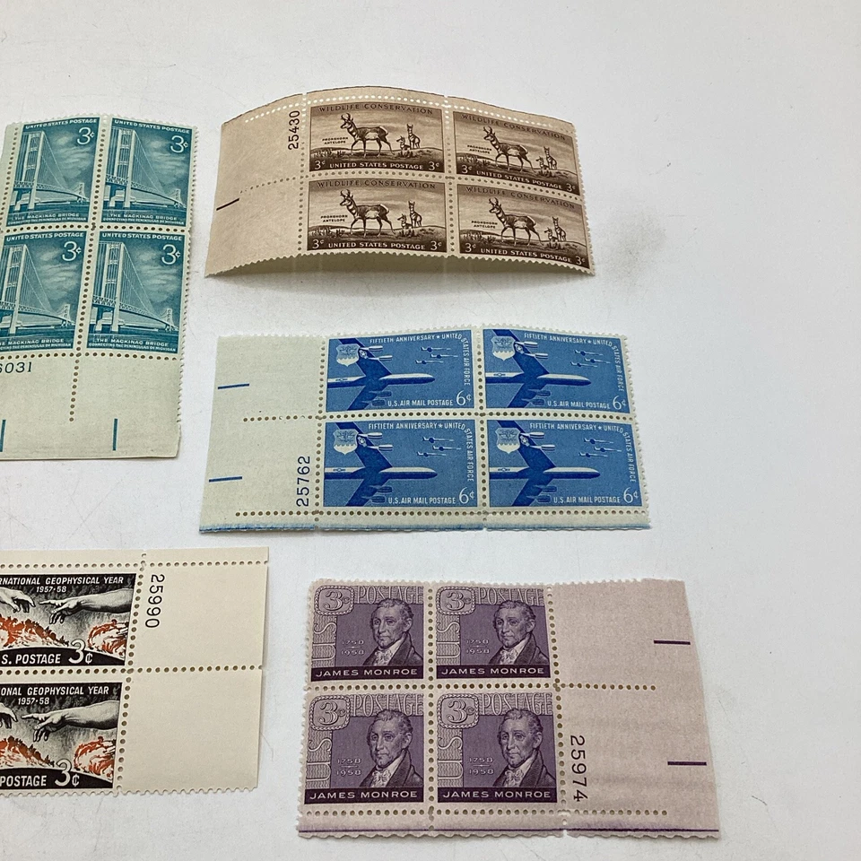 (7) MNH US Postage 3cent 1950’s 4 Stamp Block Lot - Image 4 of 4