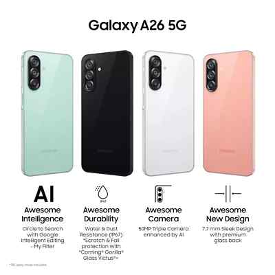 Samsung Galaxy A26 5G - 256 GB - Black (Unlocked) for sale online