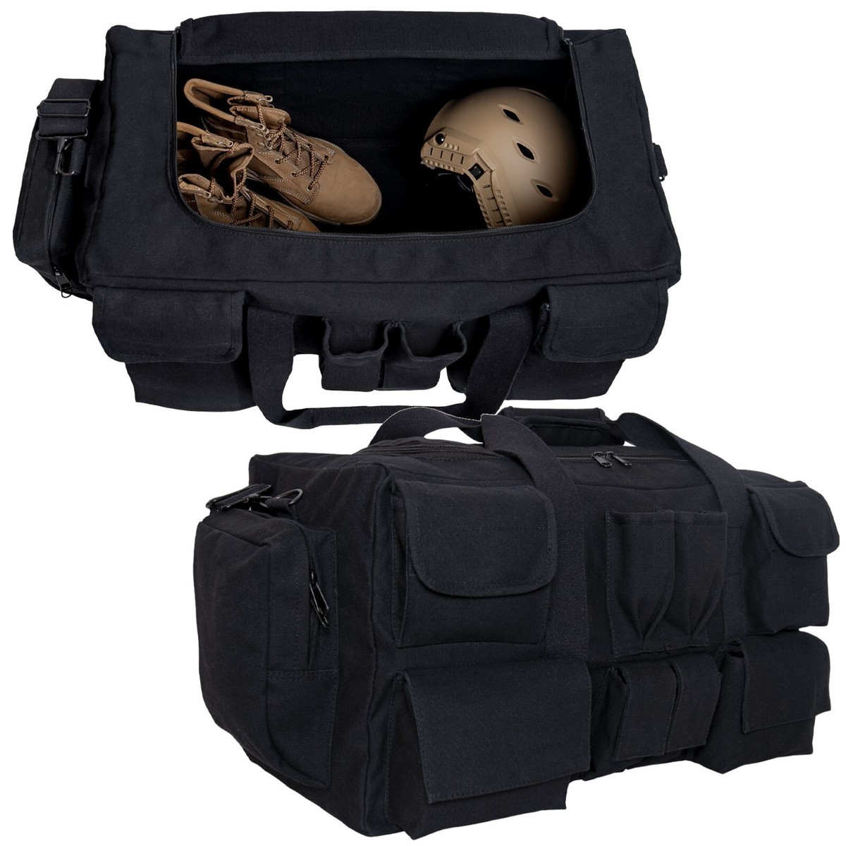 Rothco Canvas Pocketed Military Gear Bag Black Extra Large