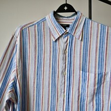Vintage 2000s J.Crew sunshine colored stripe linen shirt, size M