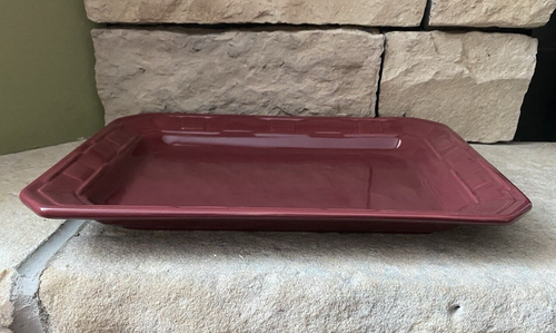Longaberger Pottery Woven Traditions Platter Serving Tray Paprika red 9x13 USA - Picture 11 of 14