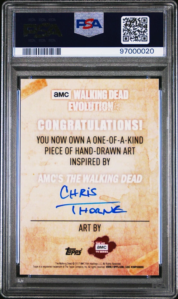 2017 TOPPS THE WALKING DEAD EVOLUTION ARTIST SKETCH CARD 1/1 CHRIS THORNE PSA 10 - Image 2 of 2