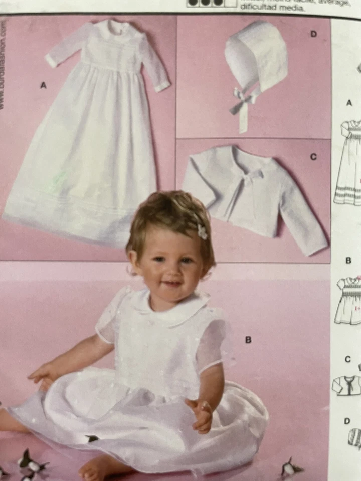 🌷3M-18M Baby Christening Dress Sewing Pattern Burda 9804 Eng Spanish French - Image 3 of 4