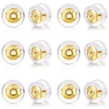 18K Gold Locking Secure Earring Backs for Studs, Silicone Earring Backs Repla...