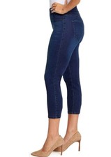 Nine West Womens Heidi Pull On Crop Capri Jeans 6 S Evans Blue Yoga Stretch NWT