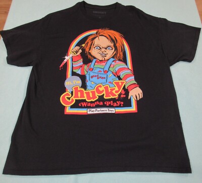 CHUCKY  Wanna Play  BLACK Graphic T-Shirt BLACK Play Partners Size XL