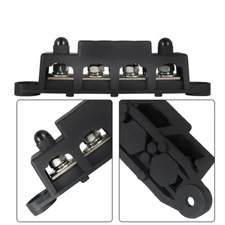Bus Bar Power Distribution Block 4 Post Busbar 12V 250A With Cover 5/16" Black