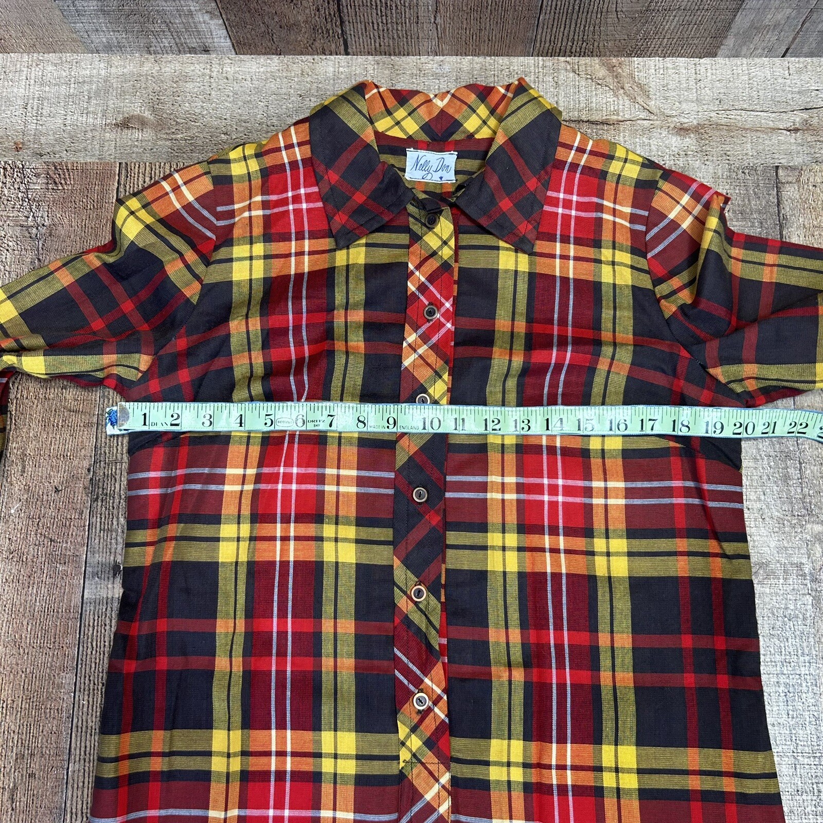 Vintage 60s Nelly Don Plaid Retro Long Sleeve Shirt Dress See Measurements (L)