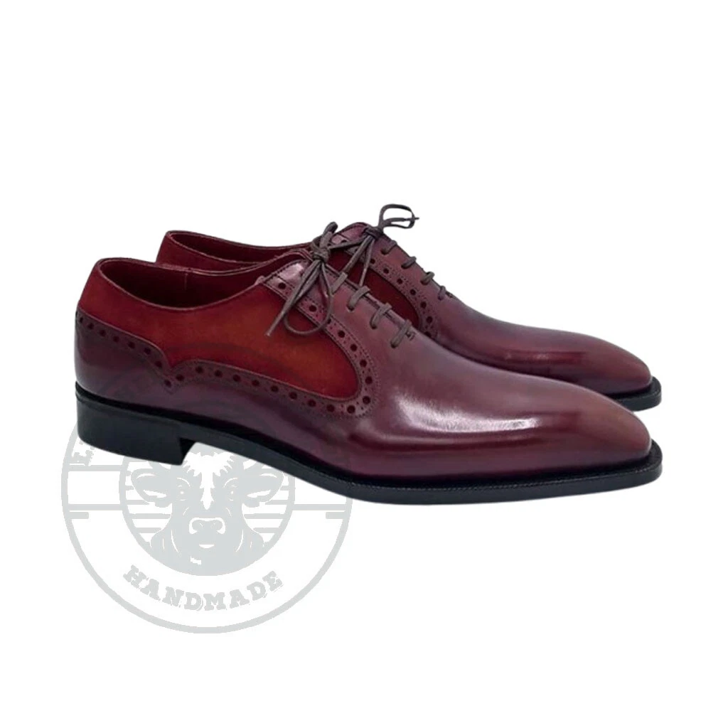 Beautiful Burgundy Lace Up Leather Suede Shoes For Men, Stylis Party Ware Shoes
