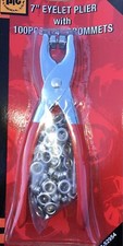 1/4" Grommet Eyelet Setting Pliers with 100 Silver Grommets Plier Grommet