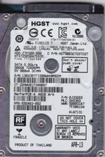 HGST HTS725050A7E635 pn: 0J33265 mlc: DA5369 Thailand 500GB SATA A23-24