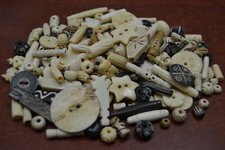 600 PCS ASSORT ROUND TUBE CARVED BUFFALO BONE BEADING BEADS 2 LBS