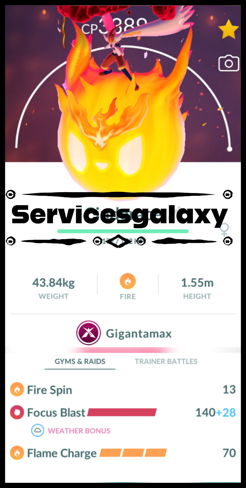 Pokémon Go - Non Shiny Gigantamax Cinderace - Level 50 - 2 Charged Moves - Trade