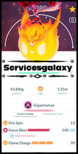 Pok mon Go - Non Shiny Gigantamax Cinderace - Level 50 - 2 Charged Moves - Trade