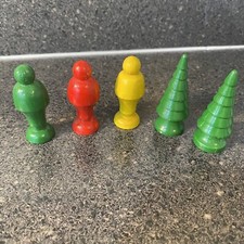 3 Vintage Whistling Dixie Train Railway Compatible Wooden People Wood Peg  Tree