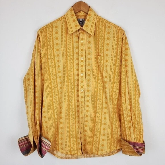 Cinch Yellow Geometric Design Button Up Western Shirt