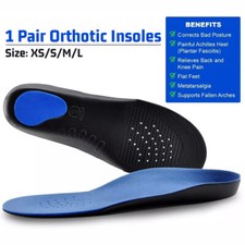 Orthotic Insoles for Arch Support Plantar Fasciitis Flat Feet Back & Heel Pain