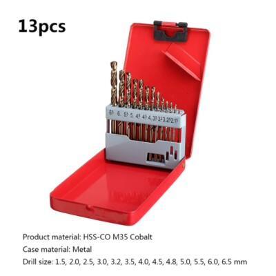 Metallbohrer - Set 13stk Kobalt HSS mit Metall - Aufbewahrungsbox 1,5 - 6,5mm