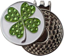 Golf Ball Marker with Magnetic Hat Clip : Bling 4 Leaf Clover not a shamrock 
