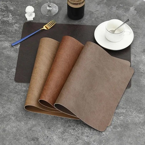 Rectangle PU Leather Placemat Waterproof Tableware Mat Table Mat Dining