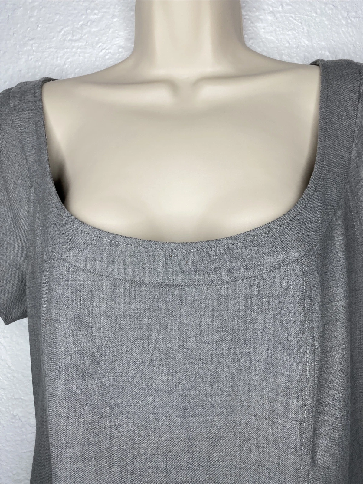 Abito tubino Tory Burch lana grigio scollo a scoop manica corta spacco carriera tg 10 ��