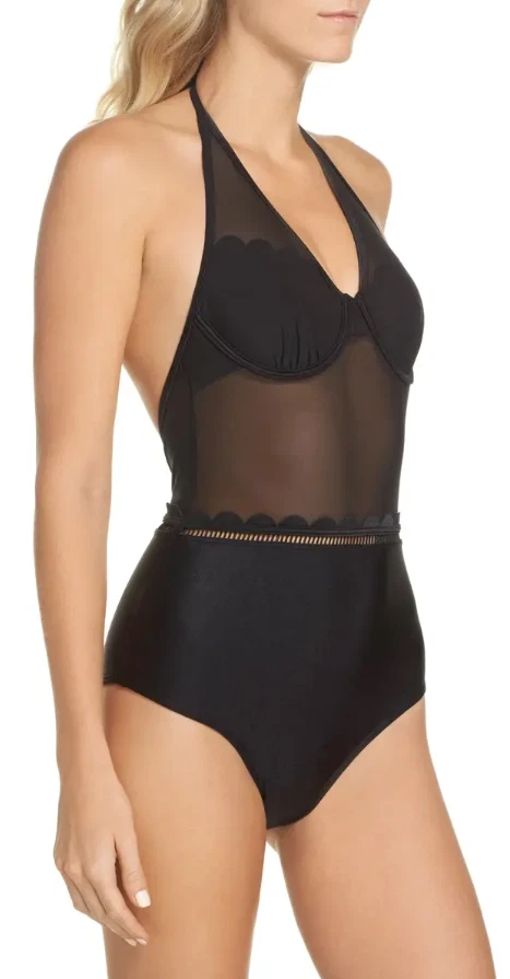 Traje de baño Ted Baker London L70124 para mujer negro con aros de una pieza talla 36DD/E Foto 2 de 4