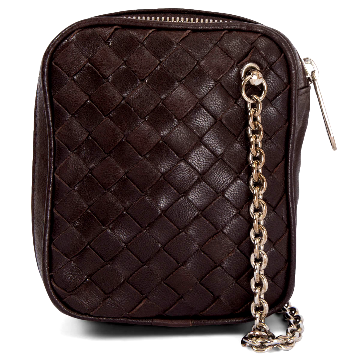 バッグ BOTTEGA VENETA INTRECCIATO LEATHER BAG 67633 auth BOTTEGA VENETA brown Intrecciato leather MINI CHAIN ZIP