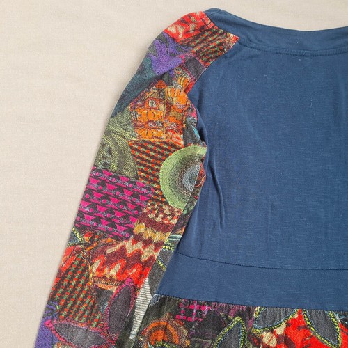 Vestido Desigual para mujer línea A hasta la rodilla talla M manga larga floral mezcla de algodón - Imagen 11 de 20