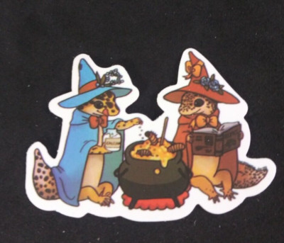 Adorable Leopard Gecko Brewing Potions Sticker 1.75'' x 2.25'' (AC)