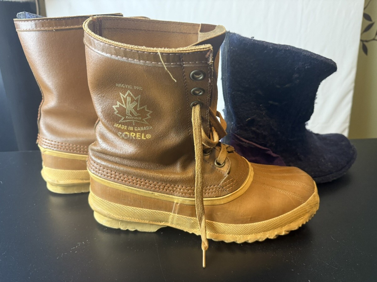 Vintage Sorel Boots Size Arctic Pac Brown Leather Duck Winter