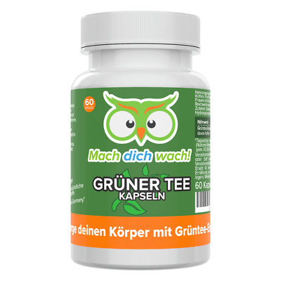 Grüner Tee Kapseln - 100 mg Koffein - Extrakt - Mach dich wach! 