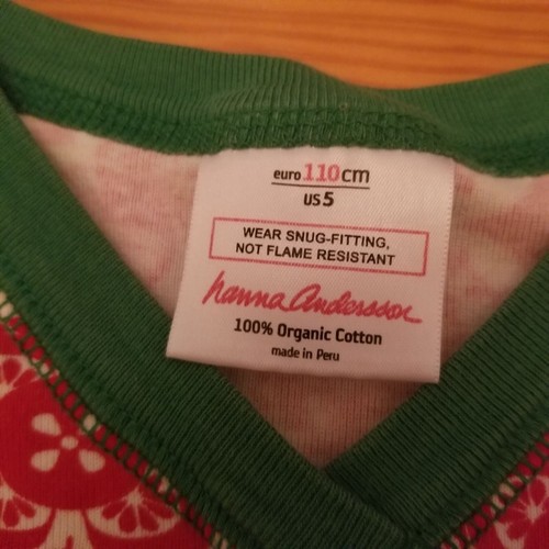 Hanna Andersson 110cm 5 Years 2 Pc Pajamas Red White Green Medallion Holiday Cot - Picture 3 of 3